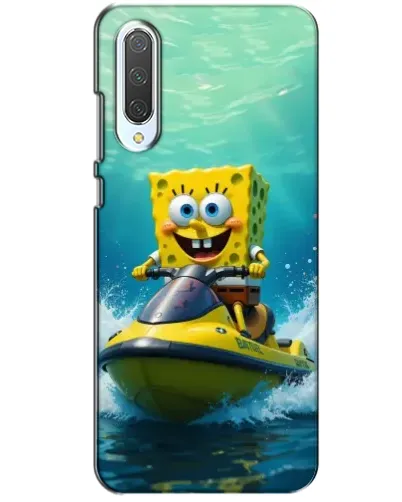 Чехол для Xiaomi CC9 с картинкой «Спанч Боб на гидроцикле»
