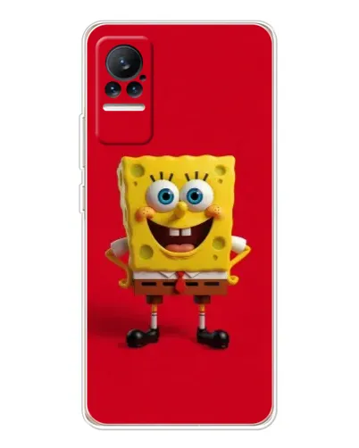 Чехол для Xiaomi Civi 1S с картинкой «Спанч Боб на красном»