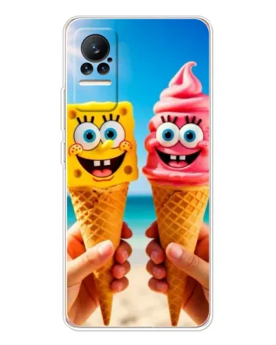 Чехол для Xiaomi Civi 1S с картинкой «Спанч Боб мороженое»