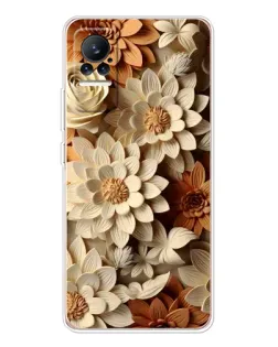 Чохол для Xiaomi Civi 1S з картинкою «Бежевий флористичний декор»