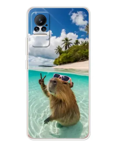 Чехол для Xiaomi Civi 1S с картинкой «Капибара на море»