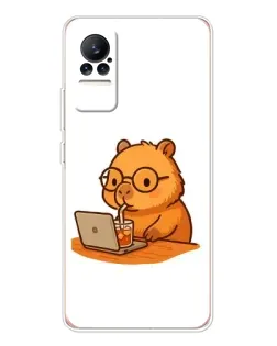 Чехол для Xiaomi Civi 1S с картинкой «Капибара с ноутбуком»