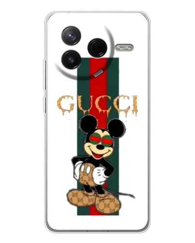 Чехол для Xiaomi Civi 4Pro с картинкой «Микки Маус Gucci — полосы»
