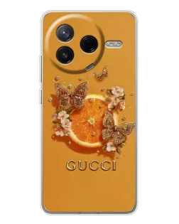 Чехол для Xiaomi Civi 4Pro с картинкой «Gucci — золотые бабочки»