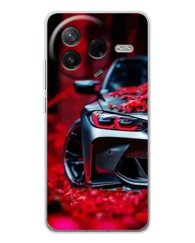 Чехол для Xiaomi Civi 4Pro с картинкой «Спортивная BMW и цветы»
