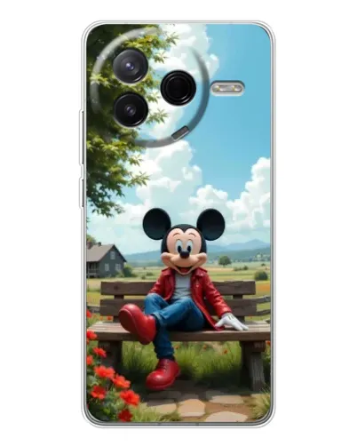 Чехол для Xiaomi Civi 4Pro с картинкой «Микки на скамейке»