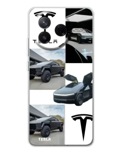 Чехол для Xiaomi Civi 4Pro с картинкой «Коллаж Cybertruck Tesla»