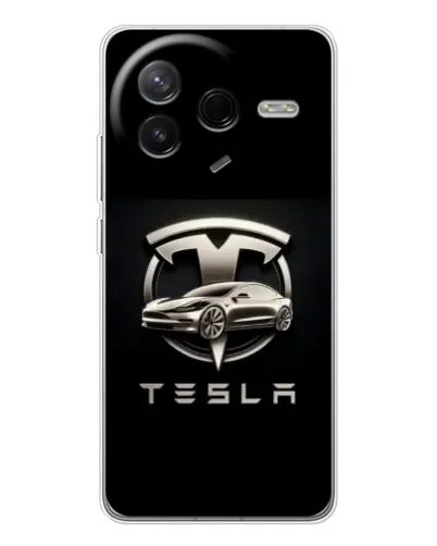 Чехол для Xiaomi Civi 4Pro с картинкой «Tesla — серебристое авто»