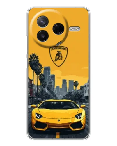 Чехол для Xiaomi Civi 4Pro с картинкой «Желтый Lamborghini город»