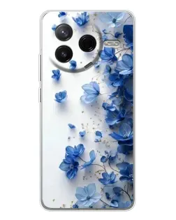 Чехол для Xiaomi Civi 4Pro с картинкой «Голубой цветочный каскад»