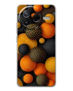 Чехол для Xiaomi Civi 4Pro с картинкой «Объемные оранжевые сферы»