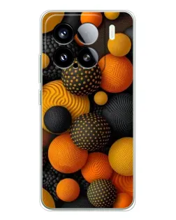 Чехол для Xiaomi Civi 5Pro с картинкой «Объемные оранжевые сферы»