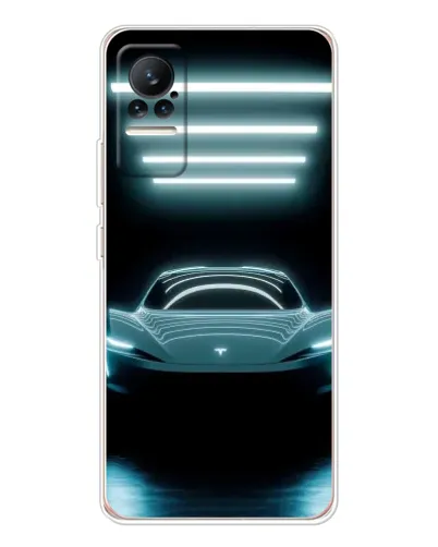 Чехол для Xiaomi Civi с картинкой «Tesla в неоне»