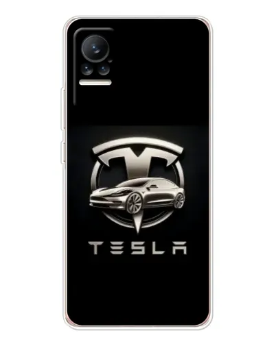 Чехол для Xiaomi Civi с картинкой «Tesla — серебристое авто»
