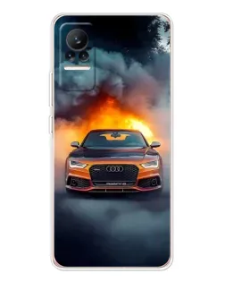 Чехол для Xiaomi Civi с картинкой «Audi в огненном дыму»