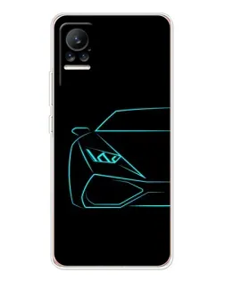 Чехол для Xiaomi Civi с картинкой «Голубой силуэт Lamborghini»