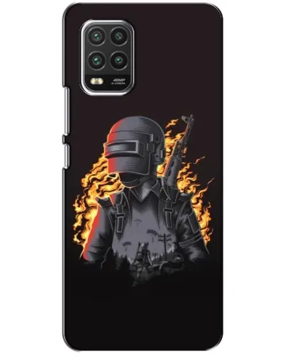 Чехол для Xiaomi Mi 10 Lite с картинкой «PUBG — огненный силуэт»