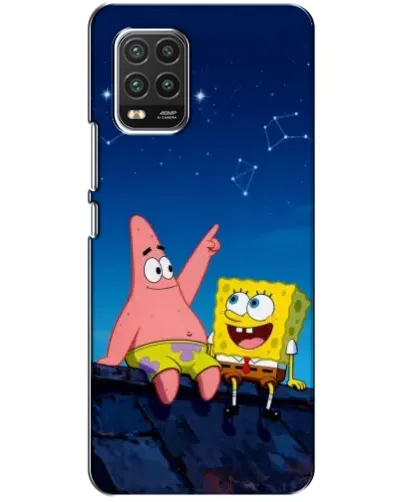 Чехол для Xiaomi Mi 10 Lite с картинкой «Губка Боб и Патрик ночью»