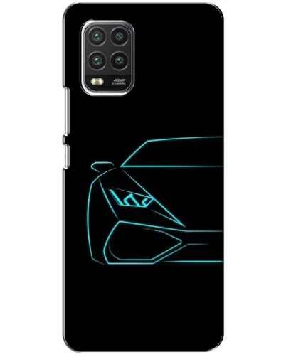 Чехол для Xiaomi Mi 10 Lite с картинкой «Голубой силуэт Lamborghini»