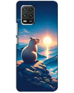 Чохол для Xiaomi Mi 10 Lite з картинкою «Захід сонця з капібарою»