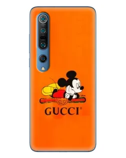 Чехол для Xiaomi Mi 10 Pro с картинкой «Микки Маус Gucci — оранж»