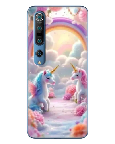 Чехол для Xiaomi Mi 10 Pro с картинкой «Радуга и единороги»