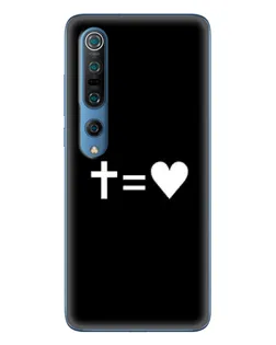 Чехол для Xiaomi Mi 10 Pro с картинкой «Крест и Сердце»
