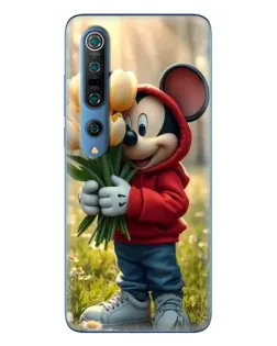 Чехол для Xiaomi Mi 10 Pro с картинкой «Микки с тюльпанами»