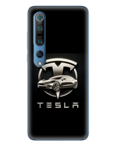 Чехол для Xiaomi Mi 10 Pro с картинкой «Tesla — серебристое авто»