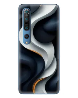 Чехол для Xiaomi Mi 10 Pro с картинкой «Объемные черно-белые ленты»
