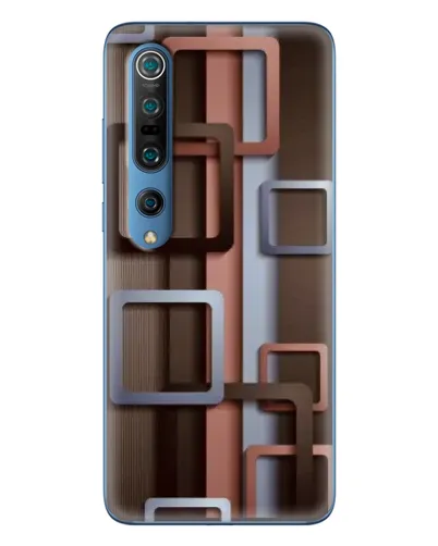 Чехол для Xiaomi Mi 10 Pro с картинкой «Коричневые объемные квадраты»