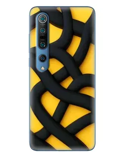 Чехол для Xiaomi Mi 10 Pro с картинкой «Черное желтое переплетение»