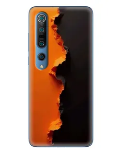 Чехол для Xiaomi Mi 10 Pro с картинкой «Оранжевый разлом»