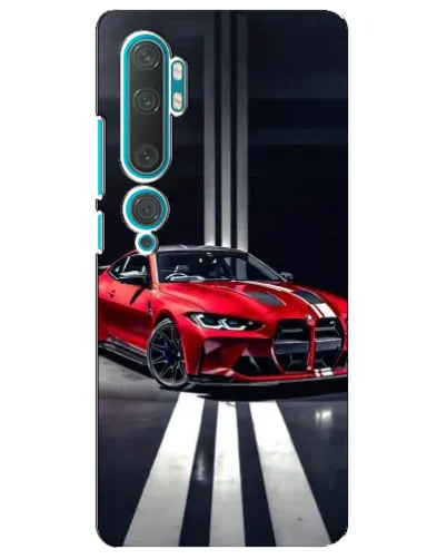 Чехол для Xiaomi Mi 10 с картинкой «Красная BMW на дороге»