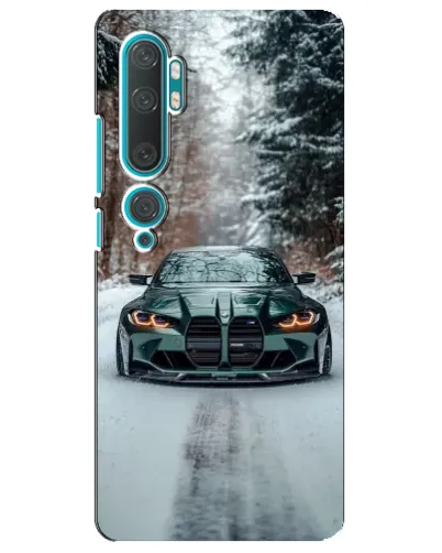 Чехол для Xiaomi Mi 10 с картинкой «BMW в зимнем лесу»