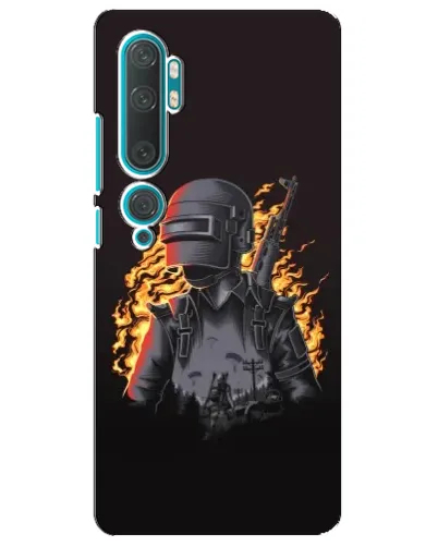 Чехол для Xiaomi Mi 10 с картинкой «PUBG — огненный силуэт»