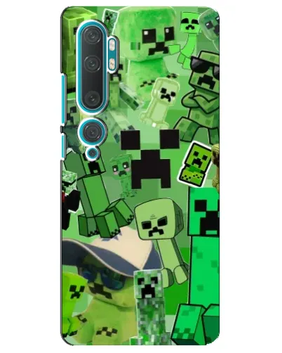 Чехол для Xiaomi Mi 10 с картинкой «Криперы Minecraft»