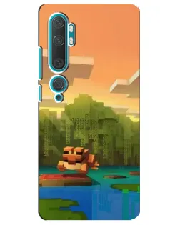 Чехол для Xiaomi Mi 10 с картинкой «Майнкрафт закат солнца»