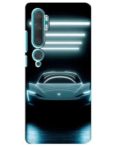 Чехол для Xiaomi Mi 10 с картинкой «Tesla в неоне»