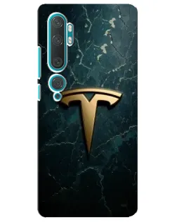 Чехол для Xiaomi Mi 10 с картинкой «Мраморная Tesla Gold»