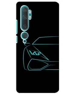 Чехол для Xiaomi Mi 10 с картинкой «Голубой силуэт Lamborghini»