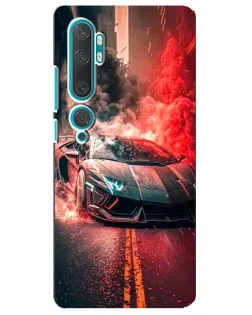 Чехол для Xiaomi Mi 10 с картинкой «Lamborghini красный дым»