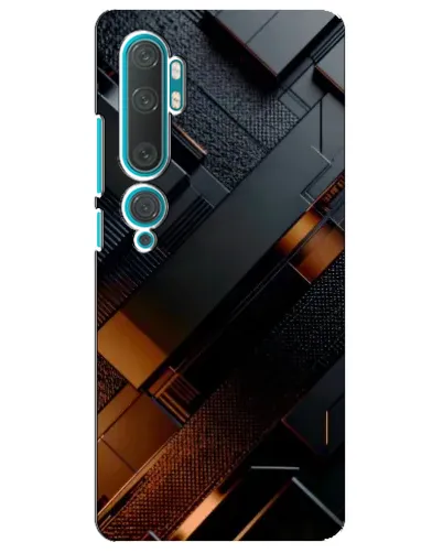 Чехол для Xiaomi Mi 10 с картинкой «Черные геометрические блоки»