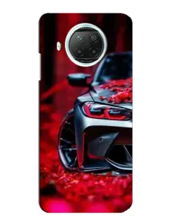 Чехол для Xiaomi Mi 10i с картинкой «Спортивная BMW и цветы»