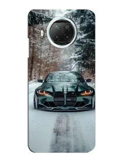 Чехол для Xiaomi Mi 10i с картинкой «BMW в зимнем лесу»