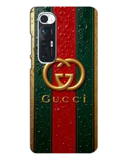 Чехол для Xiaomi Mi 10s с картинкой «Gucci — фирменная полоса и золото»