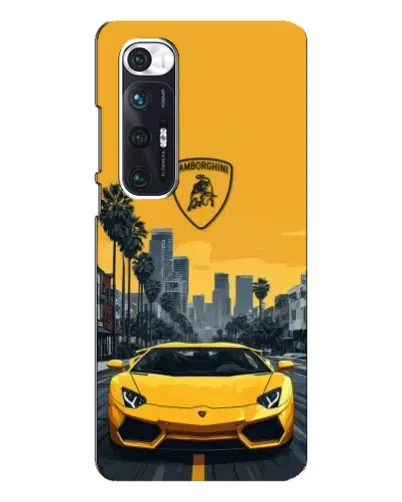 Чехол для Xiaomi Mi 10s с картинкой «Желтый Lamborghini город»