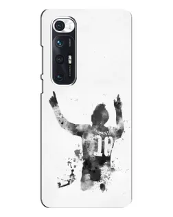 Чохол для Xiaomi Mi 10s з картинкою «Чорно-білий силует Мессі»