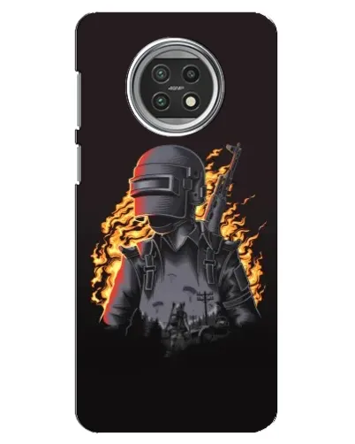 Чехол для Xiaomi Mi 10t Lite с картинкой «PUBG — огненный силуэт»