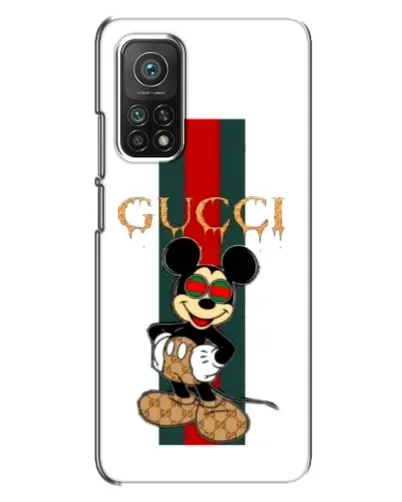 Чехол для Xiaomi Mi 10T Pro с картинкой «Микки Маус Gucci — полосы»